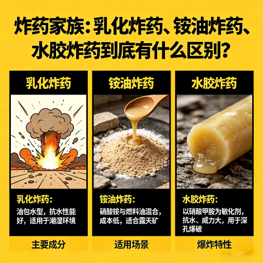 安源炸药家族：乳化炸药、铵油炸药、水胶炸药到底有什么区别？
